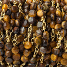 4mm Tiger's Eye faceted coin Trio Chain by the foot 54 beads per length - The Bead Traders