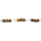 4mm Tiger's Eye faceted coin Trio Silver Chain by the foot 54 beads per length - The Bead Traders