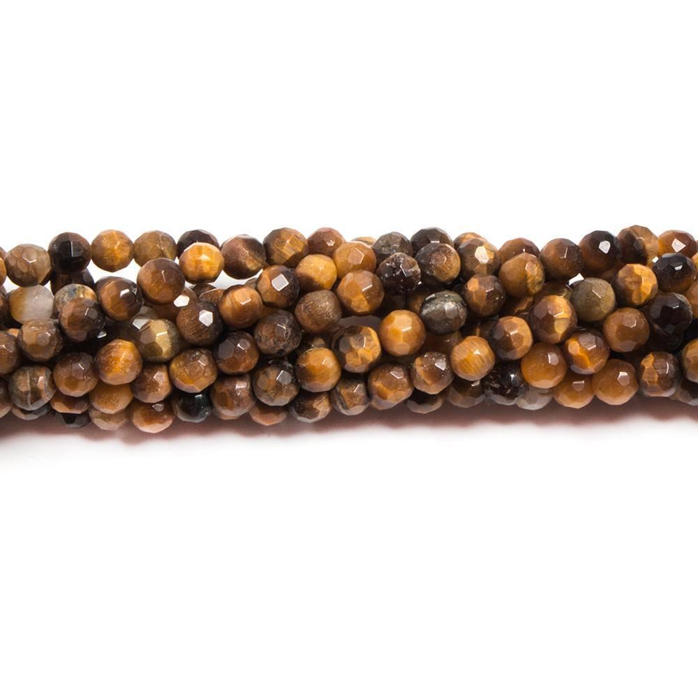 4mm Tiger's Eye faceted round beads 15 inch 97 pieces - The Bead Traders