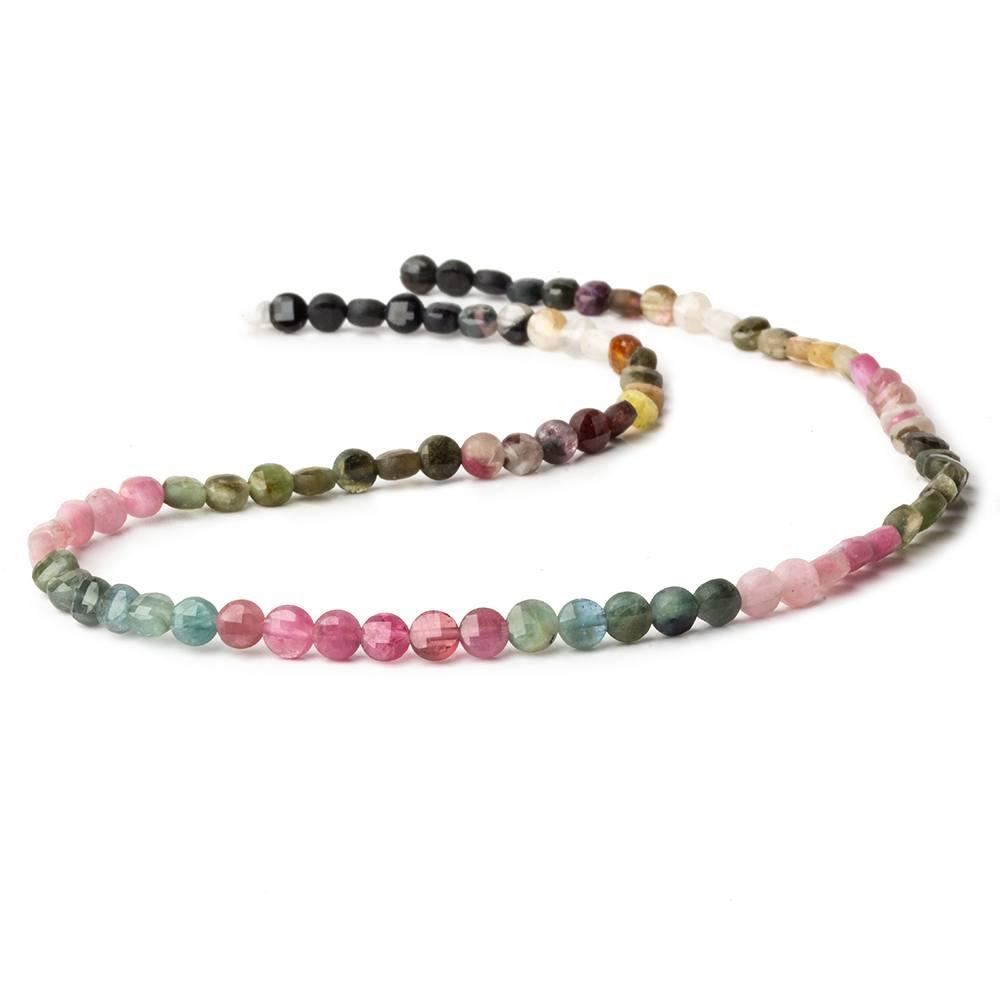 4mm Tourmaline Checkerboard Microfaceted Coins 12 inch 80 pieces - The Bead Traders