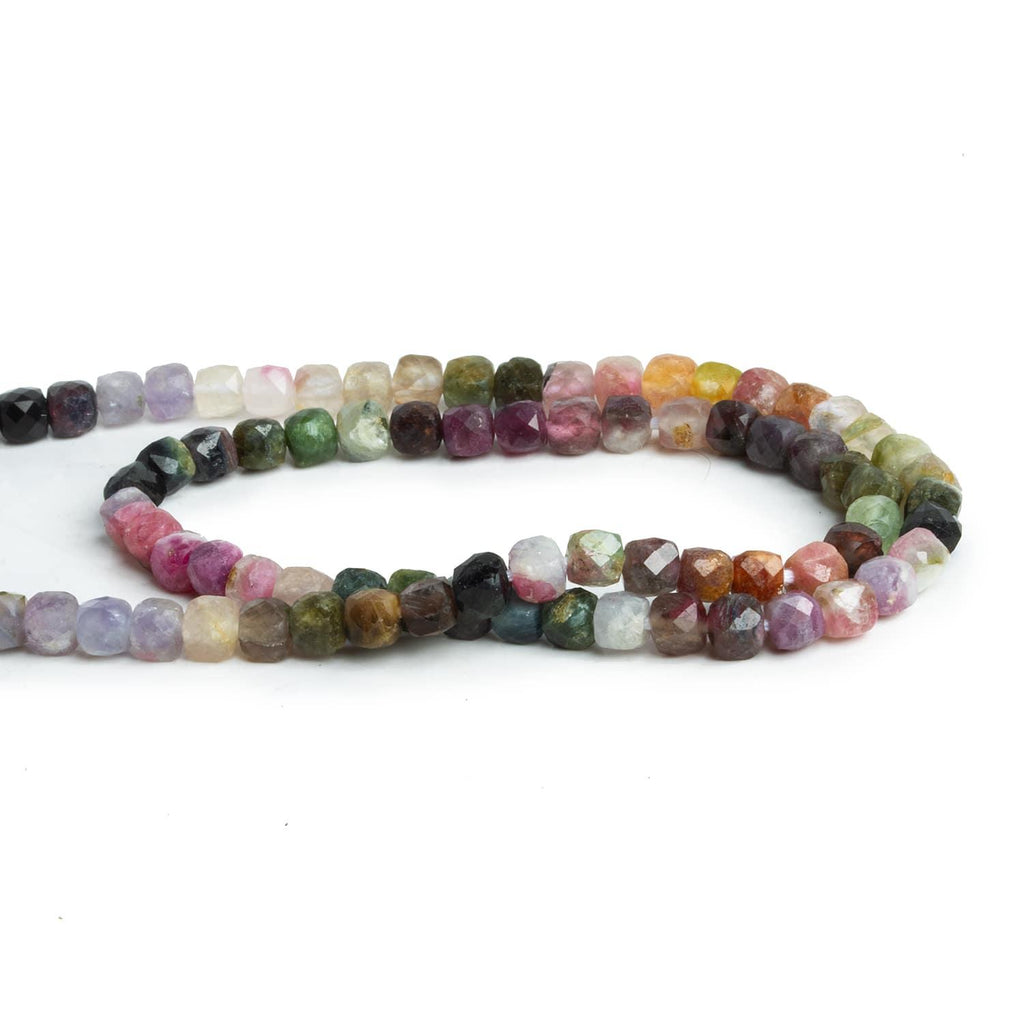 4mm Tourmaline Microfaceted Cubes 12 inch 75 beads - The Bead Traders