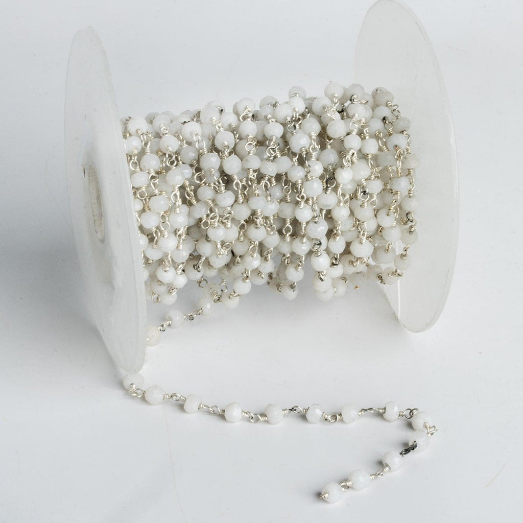 4mm White Agate Silver Chain - Lot of 13 Feet - The Bead Traders