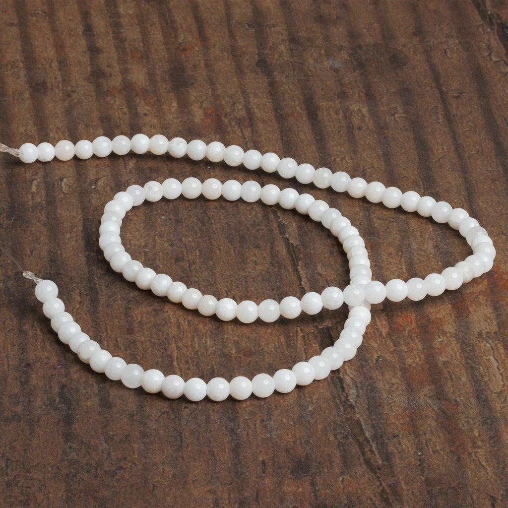 4mm White Jade Plain Rounds 15 inch 105 beads - The Bead Traders