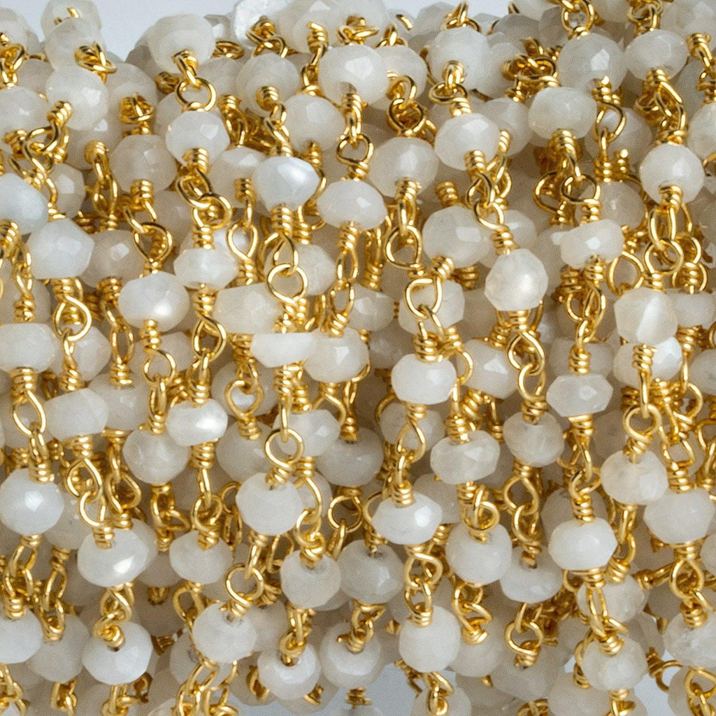 4mm White Moonstone Rondelle Gold Chain 39 pieces - The Bead Traders