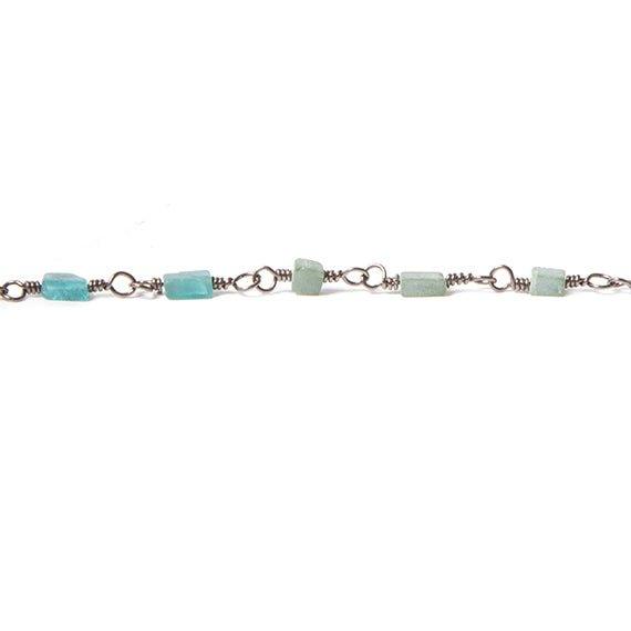 4x2mm MultiColor Apatite plain rectangle Black Gold Chain by the foot - The Bead Traders