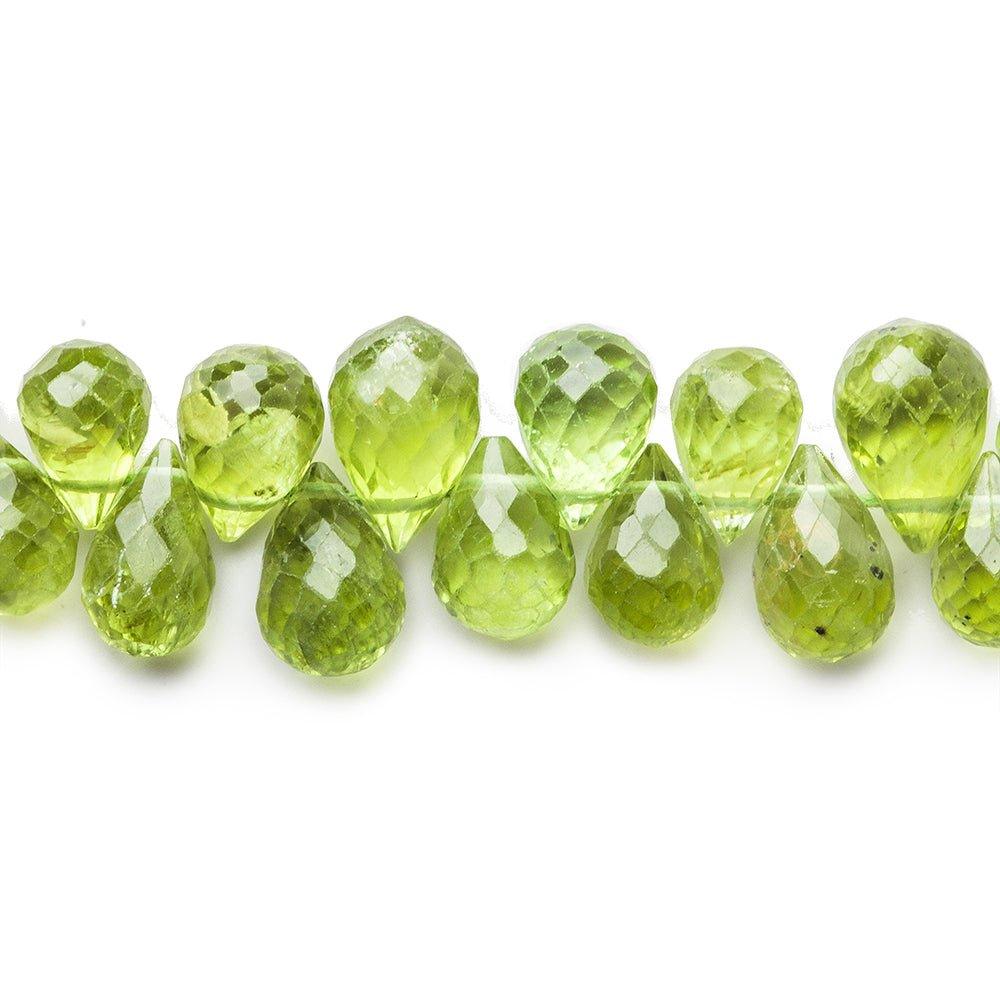 4x3-8x6mm Peridot faceted tear drop briolette beads 10.5 inch 90 pieces - The Bead Traders