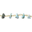 4x3-9x5mm Matte Larimar natural crystal chip Gold Chain by the foot - The Bead Traders