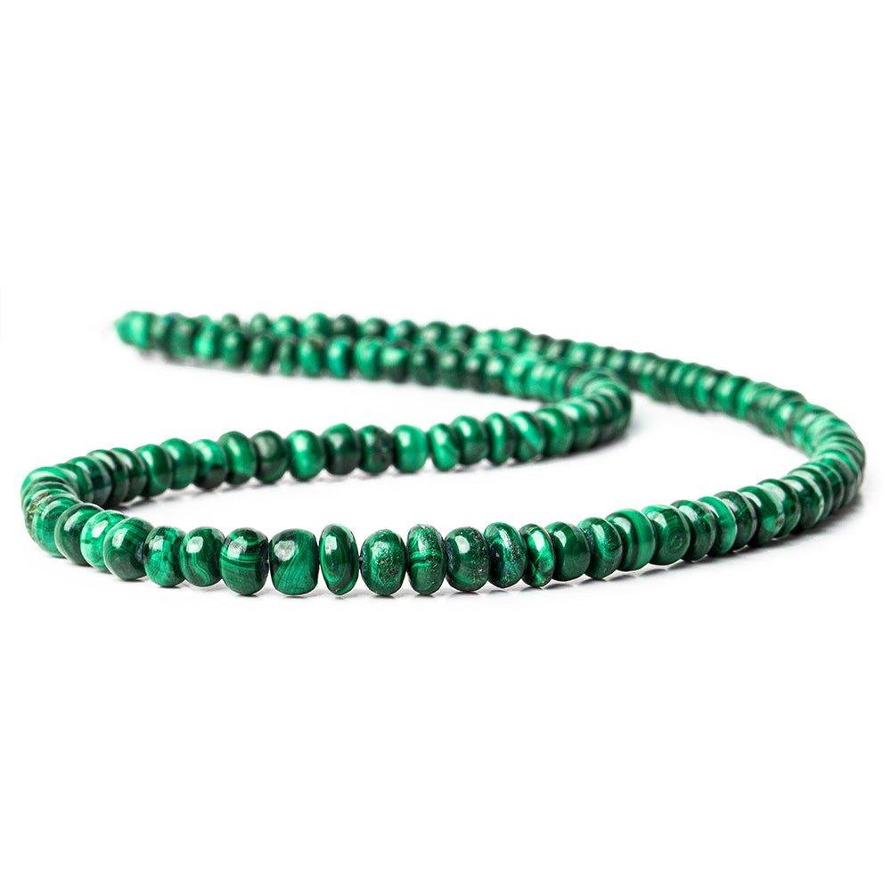 4x3mm-5x4mm Malachite Plain Rondelle Beads 14 inch 115 pieces - The Bead Traders