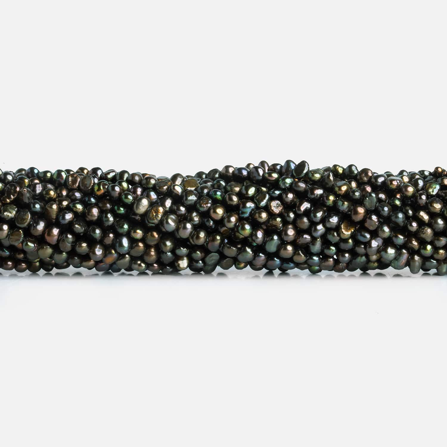 4x3mm Green Peacock Baroque Pearls 15 inch 130 pieces - The Bead Traders