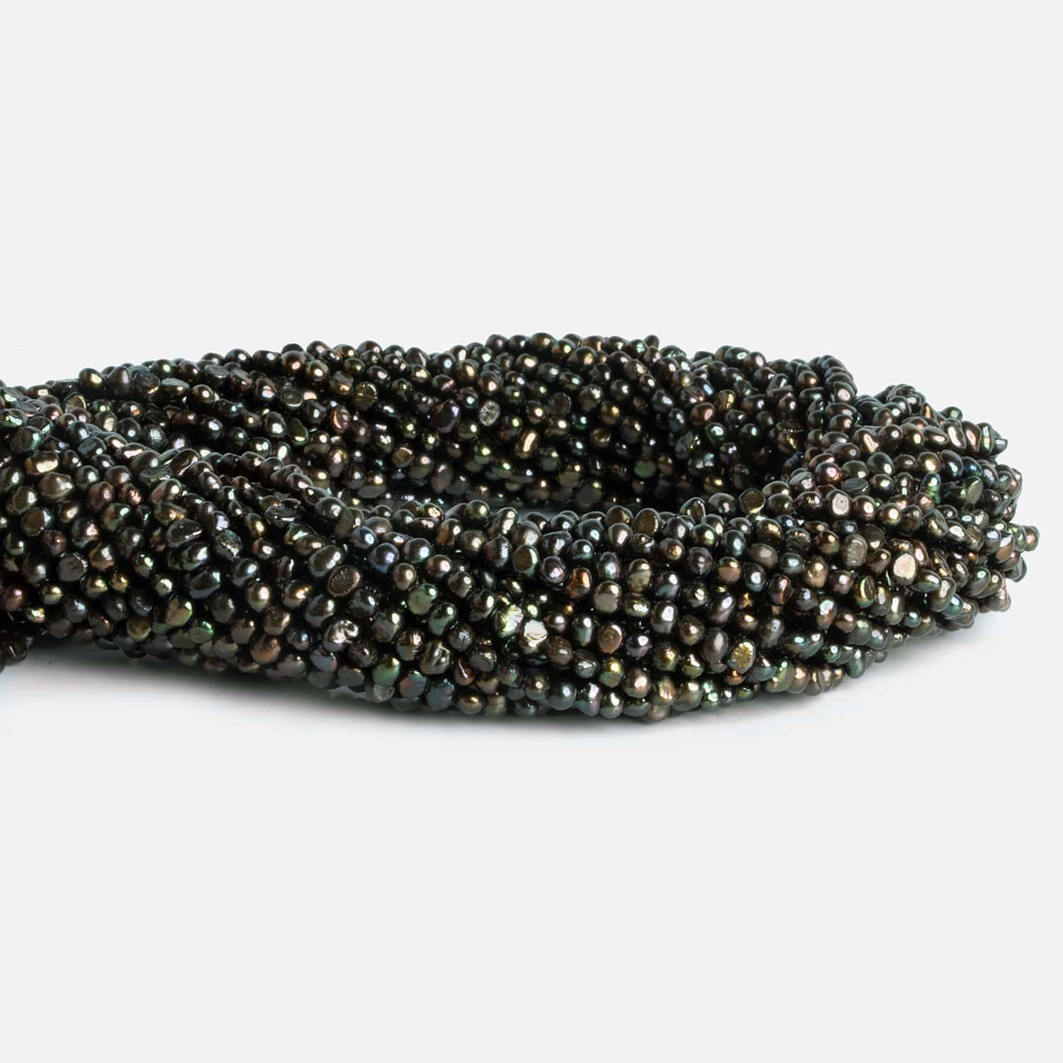 4x3mm Green Peacock Baroque Pearls 15 inch 130 pieces - The Bead Traders