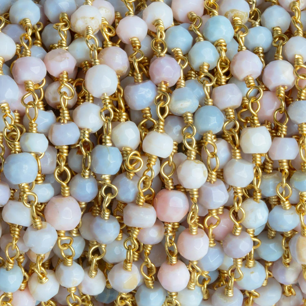 4x3mm Pink & Purple Opal Rondelle Gold Chain 28 pieces - The Bead Traders