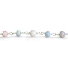 4x3mm Pink & Purple Opal Rondelle Silver Chain 28 pieces - The Bead Traders