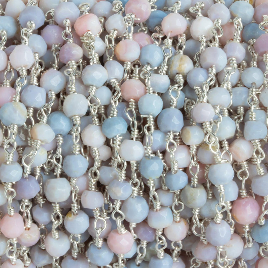 4x3mm Pink & Purple Opal Rondelle Silver Chain 28 pieces - The Bead Traders