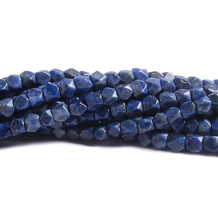 4x3mm Untreated Lapis Lazuli faceted nugget beads 13 inch 80 pieces - The Bead Traders