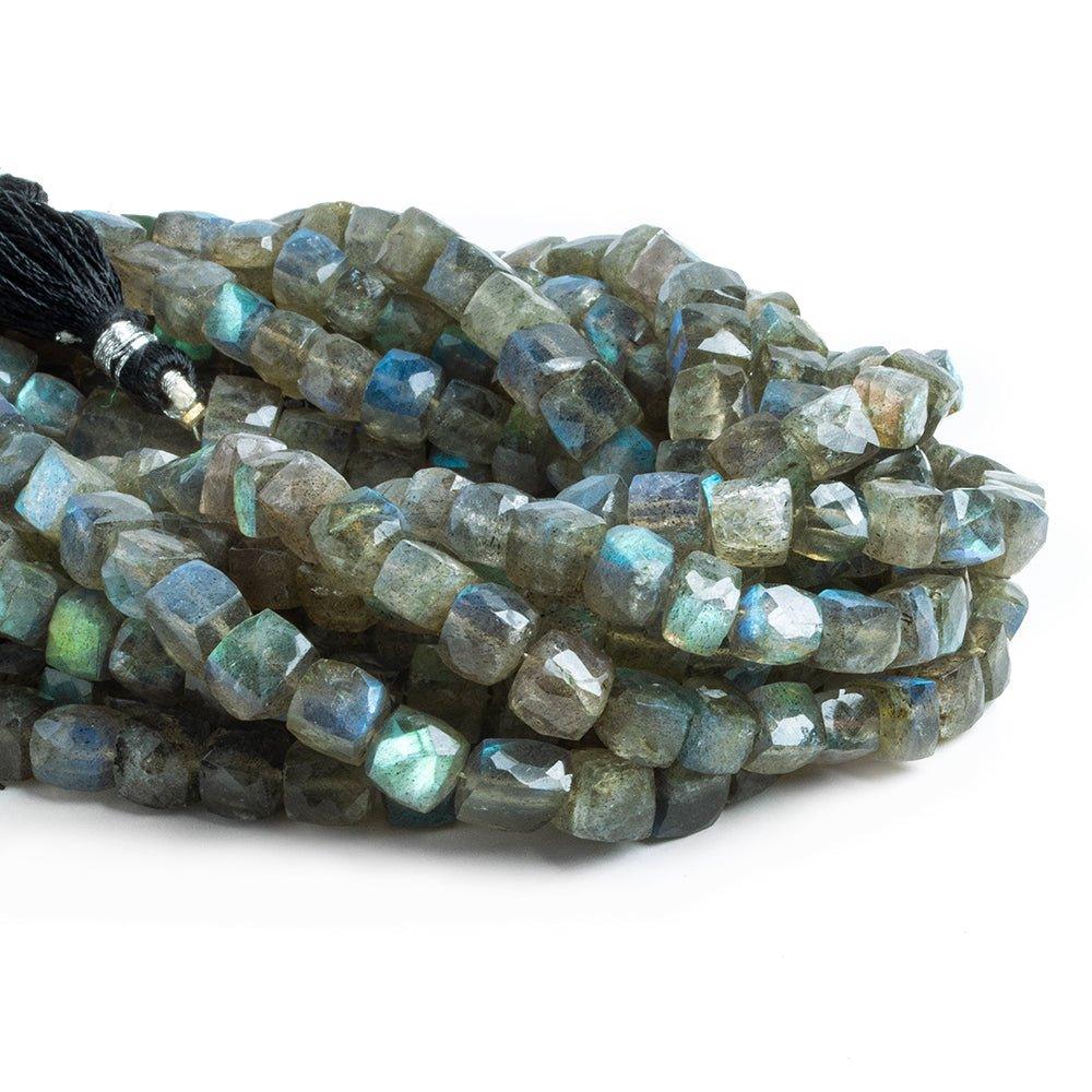 4x4-6x6mm Labradorite Faceted Cube Bead 8 inch 34 pieces - The Bead Traders