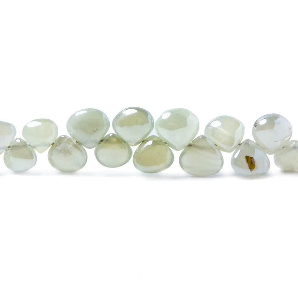 4x4-6x6mm Mystic Prehnite plain heart beads 8 inch 68 pieces - The Bead Traders