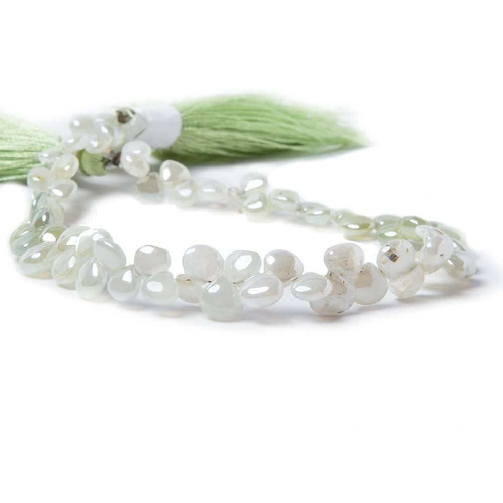 4x4-6x6mm Mystic Prehnite plain heart beads 8 inch 68 pieces - The Bead Traders