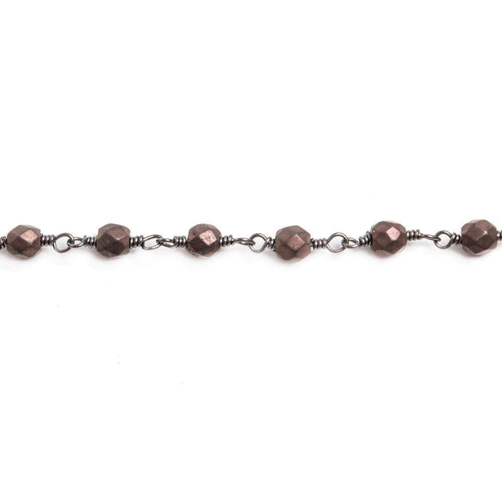 4x4mm Matte Brown Hematite faceted nugget Black Gold plated Chain 33 pieces - The Bead Traders