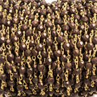 4x4mm Matte Brown Hematite faceted nugget Gold plated Chain 33 pieces - The Bead Traders