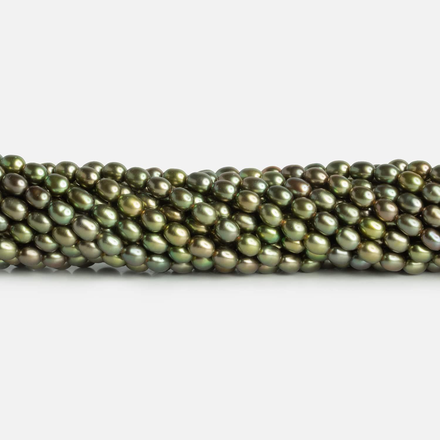 4x5mm Copper Green Oval Pearls 15 inch 63 beads - The Bead Traders