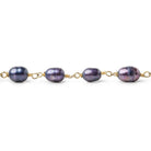 4x6-5x6mm Matte Shaded Violet oval freshwater pearl Gold Chain by the foot 28 pcs - The Bead Traders