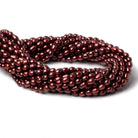 4x6mm Burgundy Straight Drilled Oval Pearls 15 inch - The Bead Traders