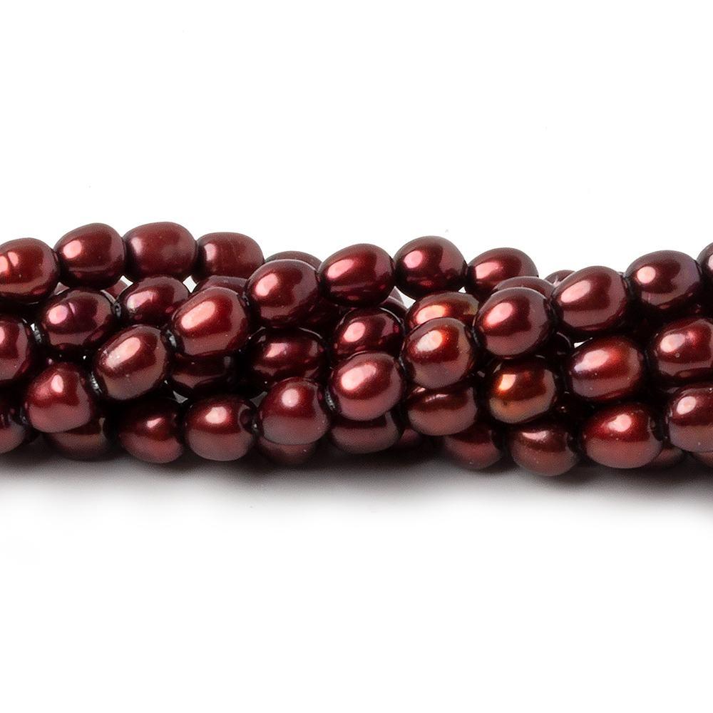 4x6mm Burgundy Straight Drilled Oval Pearls 15 inch - The Bead Traders