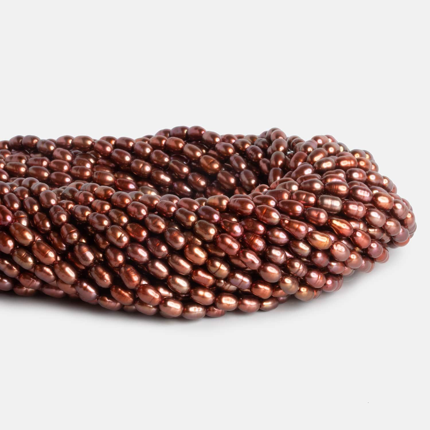 4x6mm Copper Cinnamon Oval Pearls 15 inch 63 beads - The Bead Traders