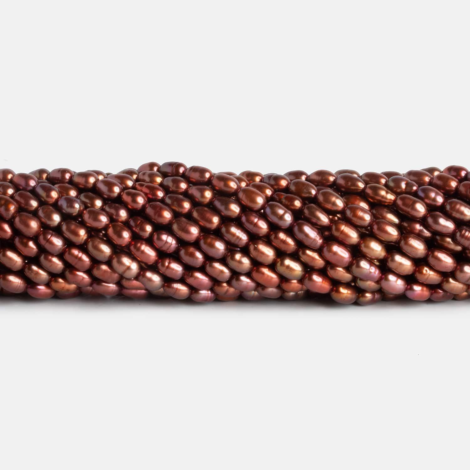 4x6mm Copper Cinnamon Oval Pearls 15 inch 63 beads - The Bead Traders