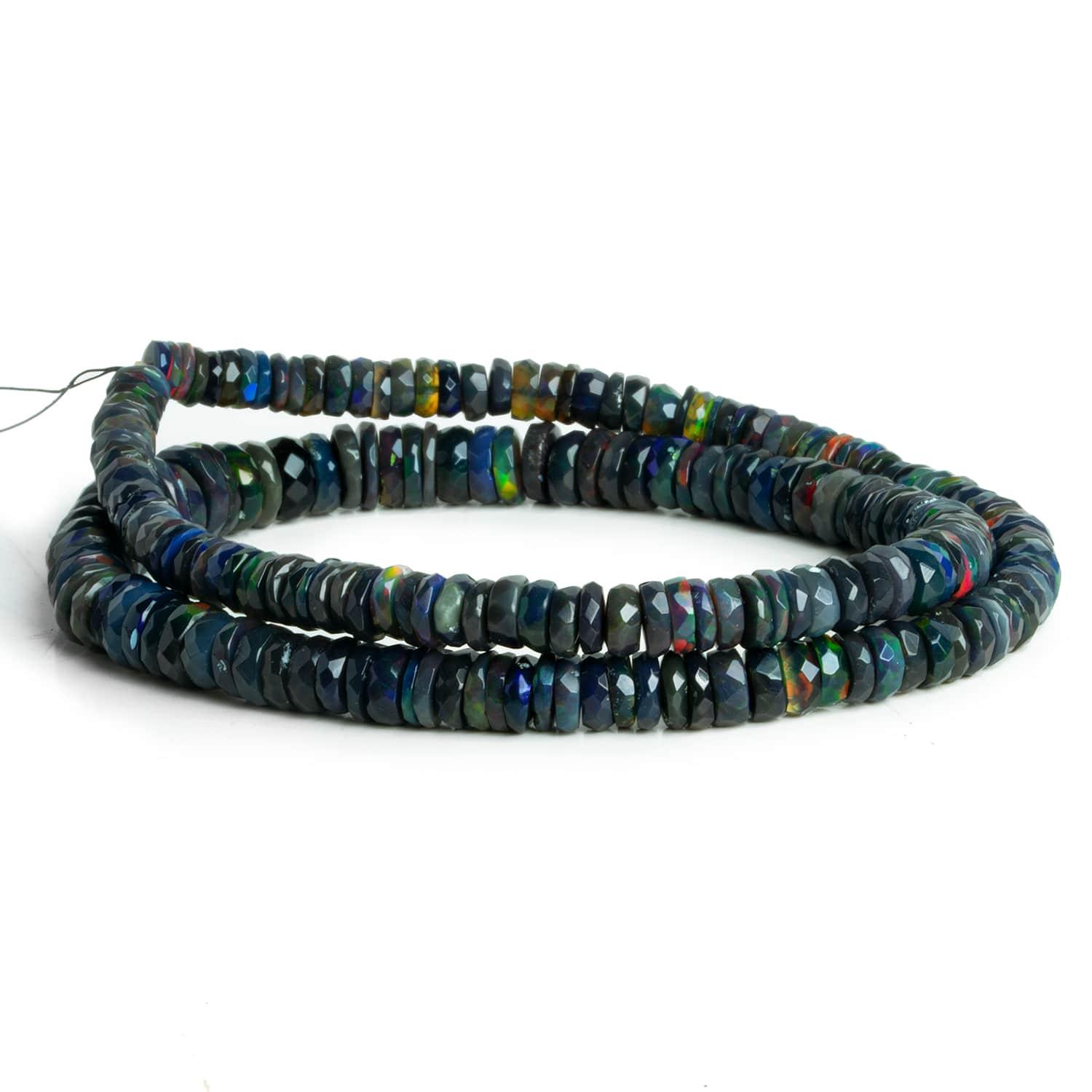 5-10mm Black Ethiopian Opal Heishis 16 inch 195 beads - The Bead Traders