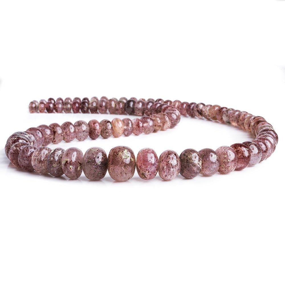 5-12mm Strawberry Quartz Plain Rondelle Beads 18 inch 90 pieces - The Bead Traders