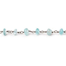 5-5.5mm Aquamarine tumbled native cut rondelle Black Gold Chain by the foot 35 pieces - The Bead Traders