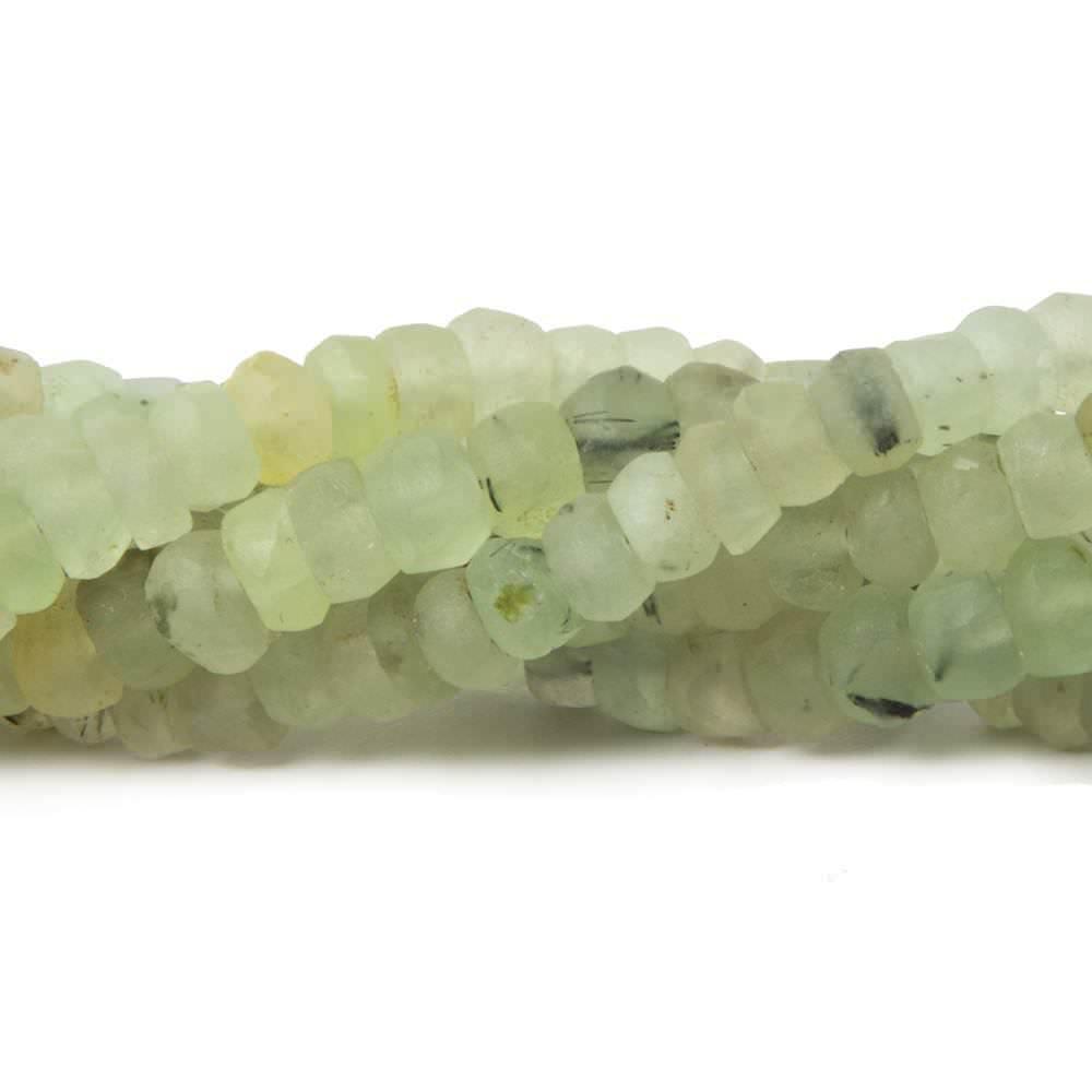 5-5.5mm Frosted Prehnite plain rondelle beads 13 inch 92 pieces - The Bead Traders