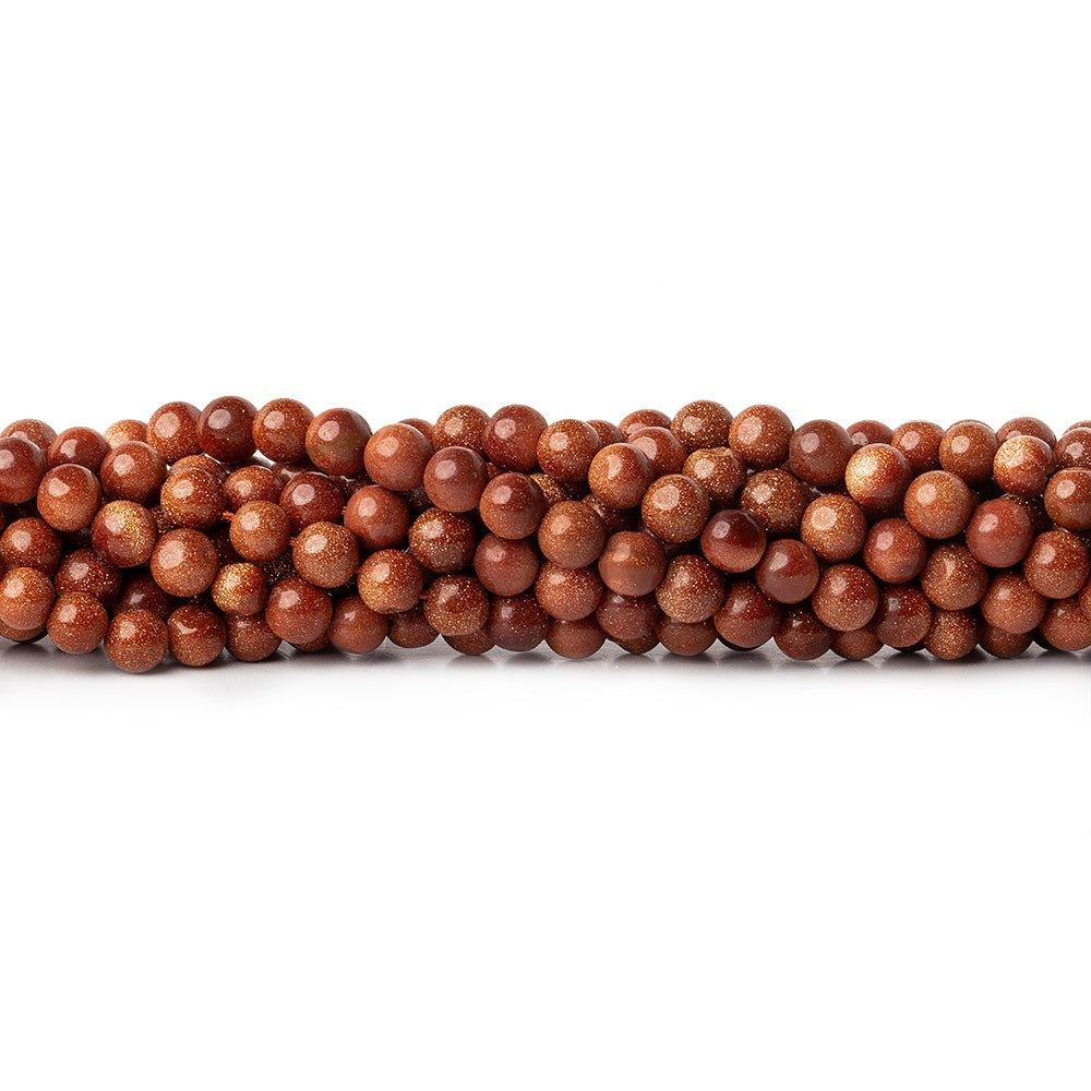 5 - 5.5mm Goldstone Plain Round Beads, 14 inch - The Bead Traders