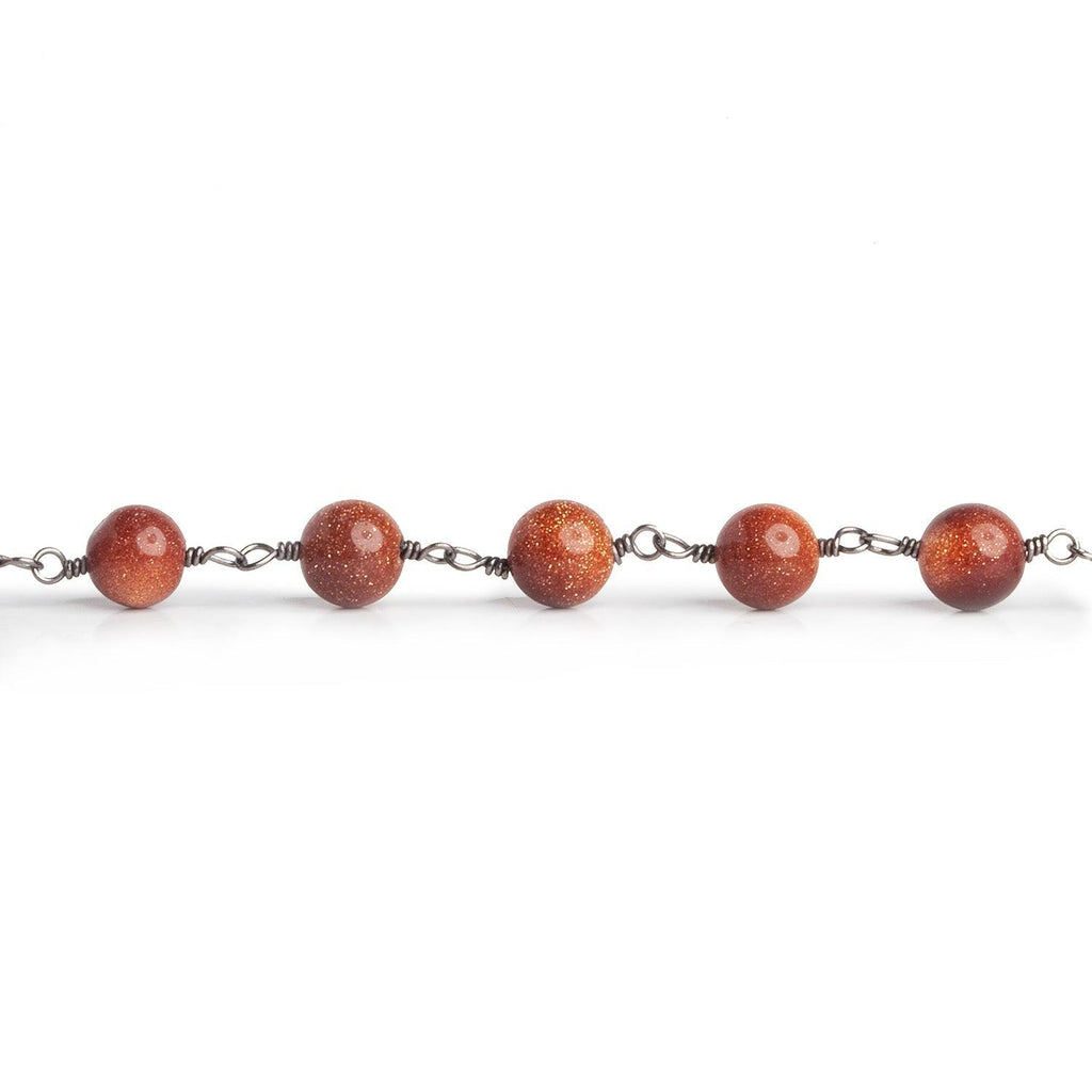 5-5.5mm Goldstone plain round Black Gold Chain sold by the foot - The Bead Traders