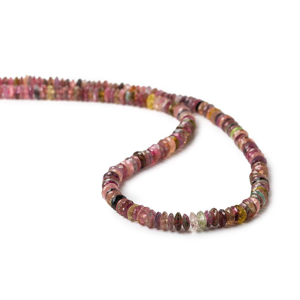 5-5.5mm Multi Color Tourmaline German Faceted Rondelles 16 inch 200 beads - The Bead Traders