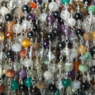 5-5.5mm Multi Gemstone plain round Silver plated Chain by the foot 31 beads - The Bead Traders