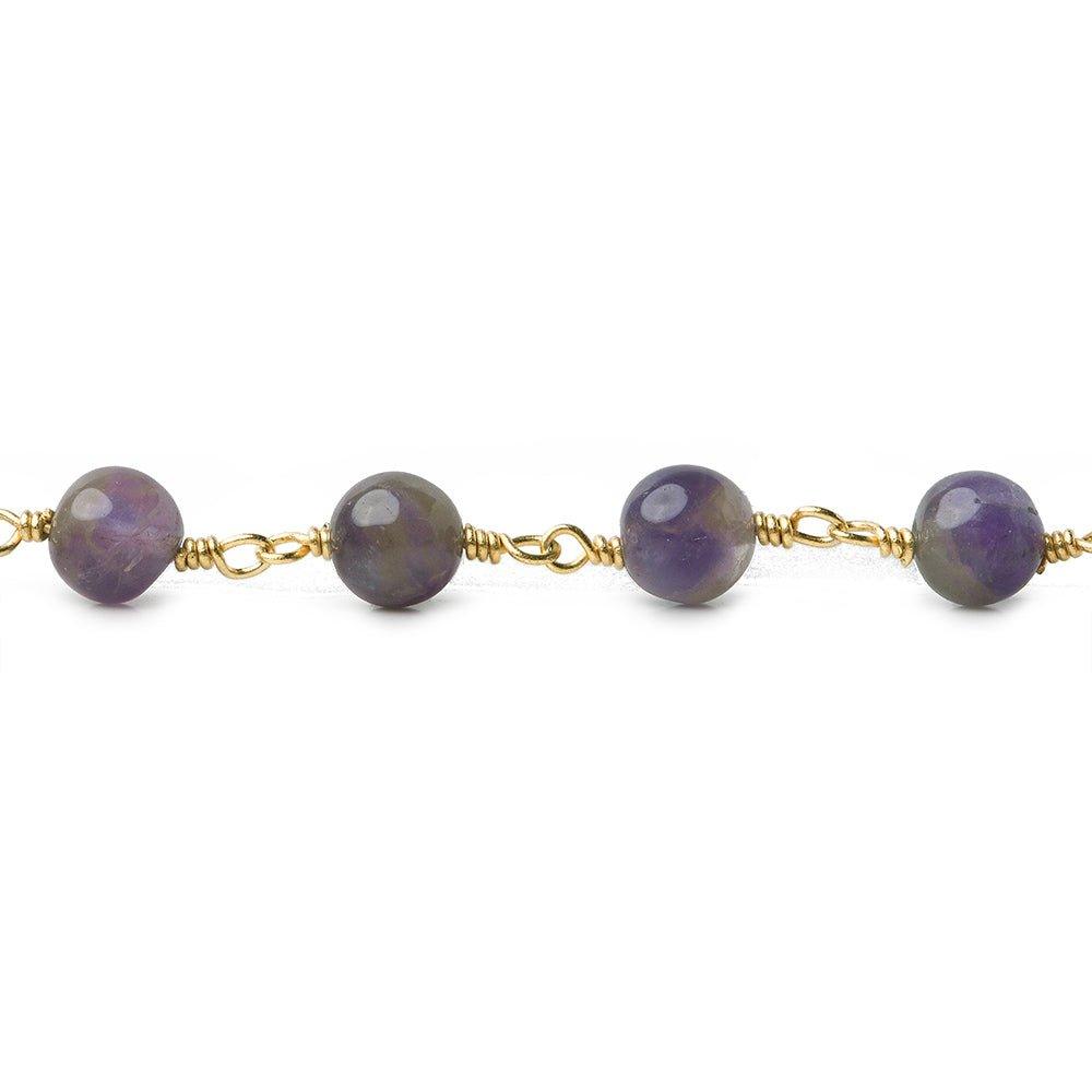 5-5.5mm Shaded Cape Amethyst plain round Gold Chain by the foot 27 pieces - The Bead Traders