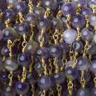 5-5.5mm Shaded Cape Amethyst plain round Gold Chain by the foot 27 pieces - The Bead Traders