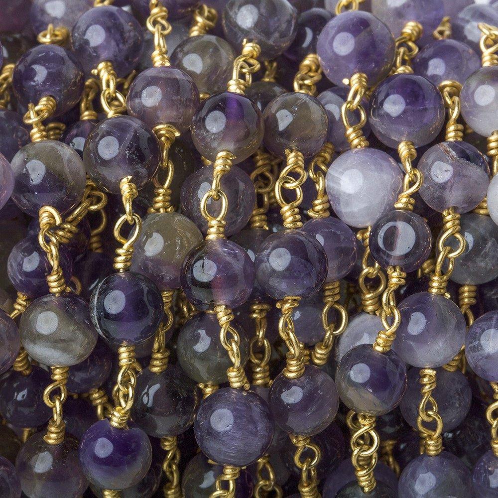 5-5.5mm Shaded Cape Amethyst plain round Gold Chain by the foot 27 pieces - The Bead Traders