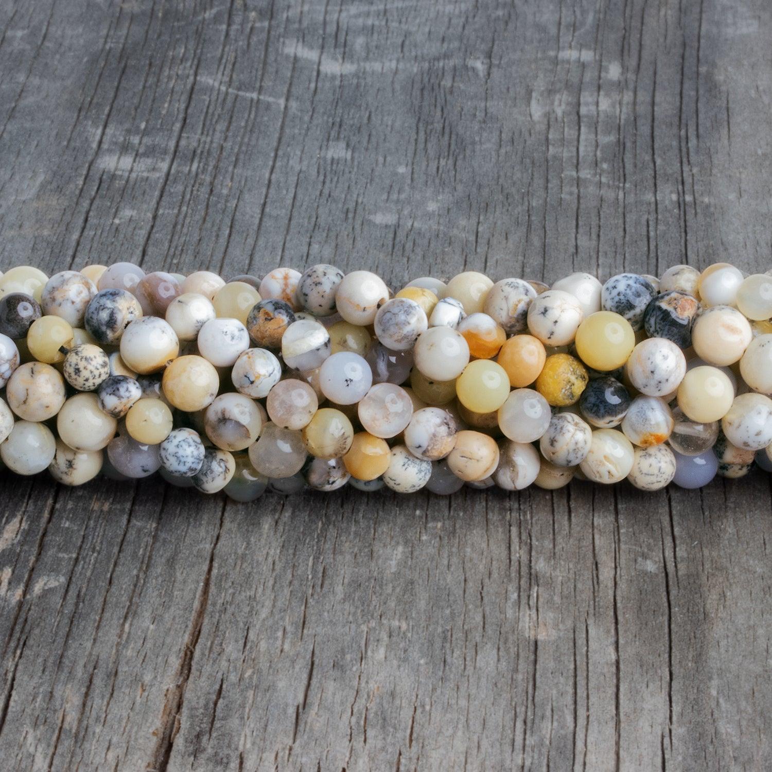 5-6.5mm Dendritic Opal plain round beads 13 inch 52 pieces - The Bead Traders