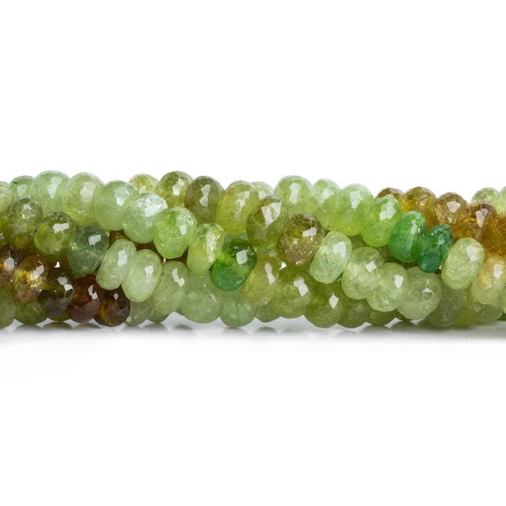 5-6.5mm Grossular & Tsavorite Garnet Faceted Rondelles 14 inch 80 beads - The Bead Traders