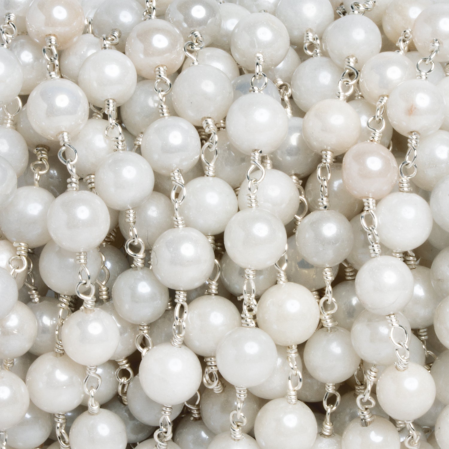 5-6.5mm Mystic Quartz Round Silver Chain 24 beads - The Bead Traders