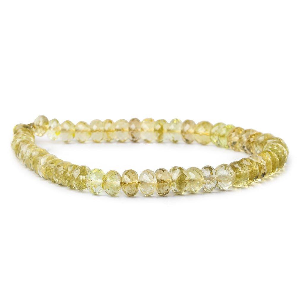 5-6.5mm Shaded Lemon Quartz faceted rondelle beads 8 inch 53 pieces - The Bead Traders