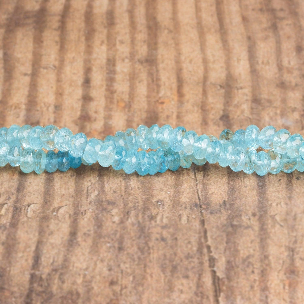 5-6mm Aquamarine Faceted Rondelles 16 inch 125 beads - The Bead Traders
