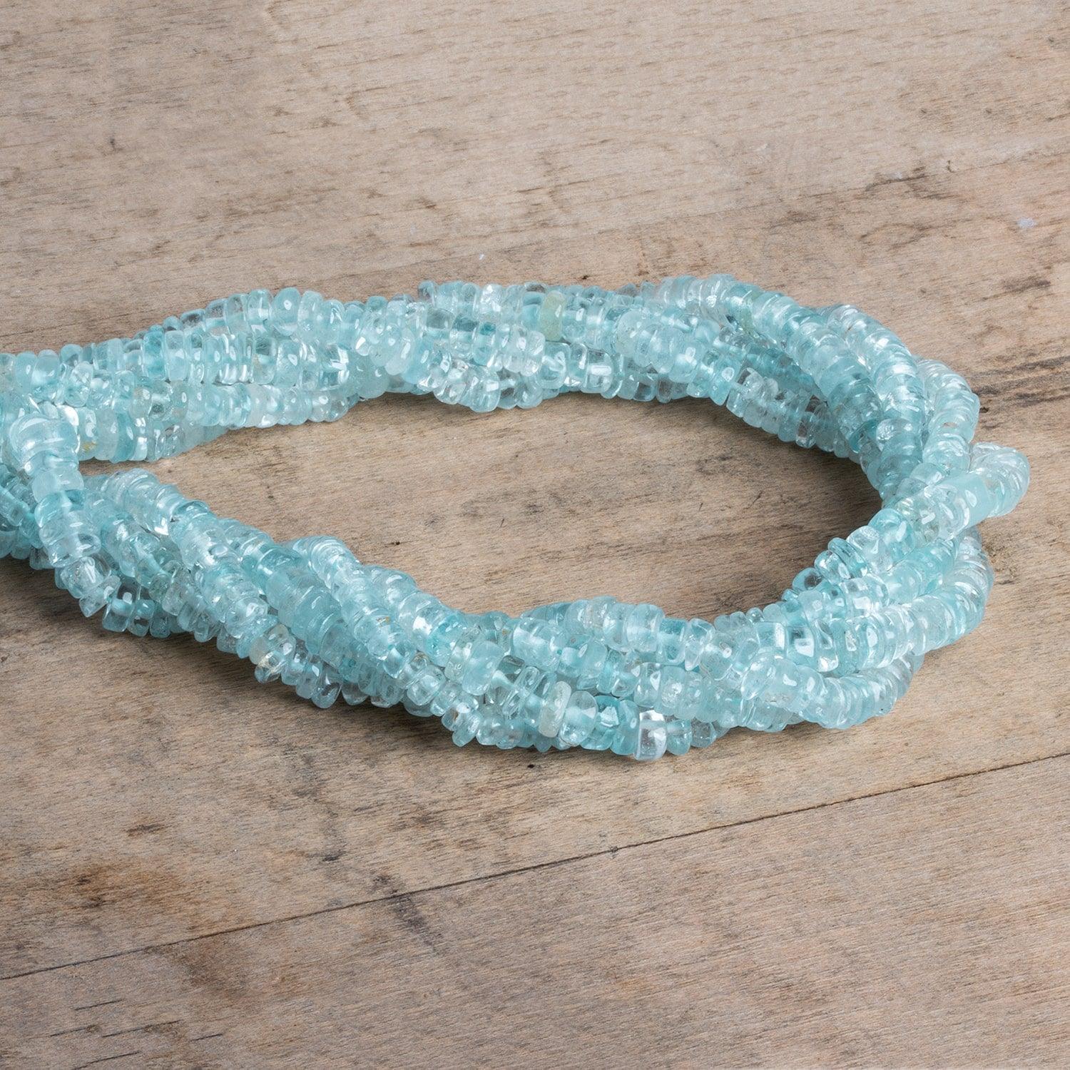 5-6mm Aquamarine Plain Heishi Beads 12 inch 150 pieces - The Bead Traders