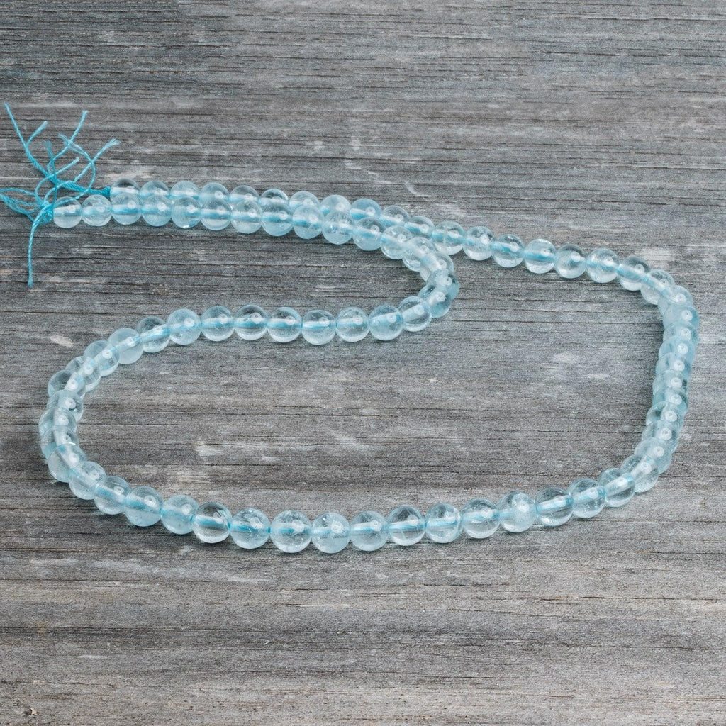 5-6mm Aquamarine Plain Rounds 16 inch 75 beads - The Bead Traders