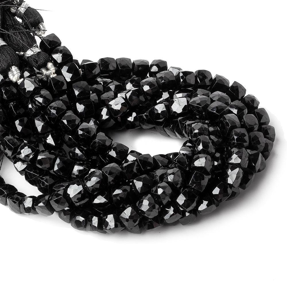 5-6mm Black Spinel faceted cube beads 7.5 inch 32 pieces - The Bead Traders