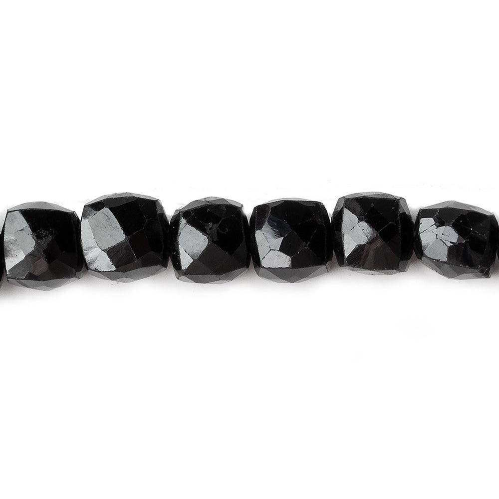 5-6mm Black Spinel faceted cube beads 7.5 inch 32 pieces - The Bead Traders