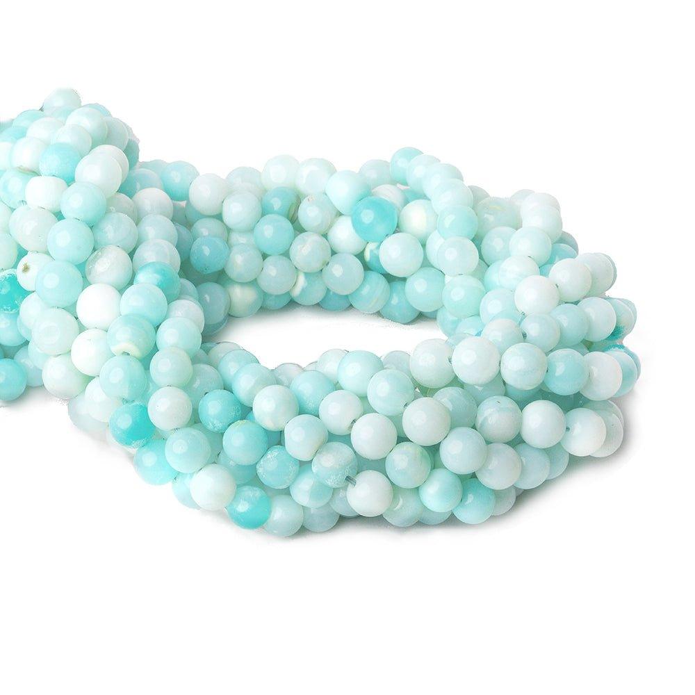 5-6mm Blue Opal plain round beads 13 inch 56 pieces - The Bead Traders